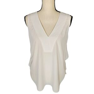 10 Crosby Derek Lam Sleeveless V Neck Silk Blouse, Ivory, 6